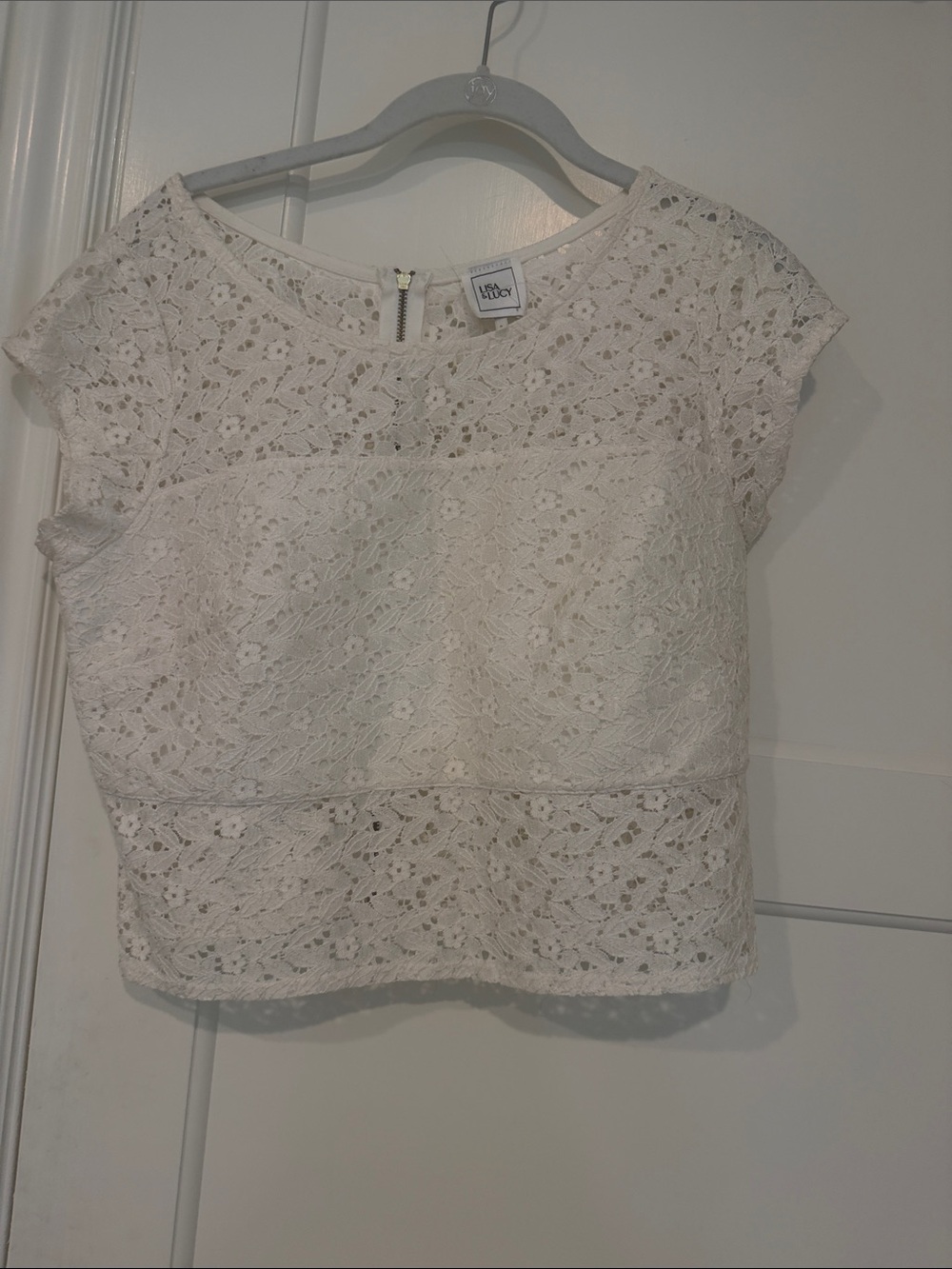 Lisa and Lucy  Ivory Lace Cap-Sleeve Top